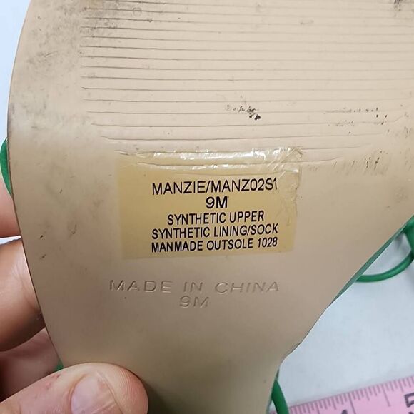 Steve Madden Manzie Green Lace Up Block Heel Squared Open Toe Heeled Sandals 9 - Picture 13 of 14